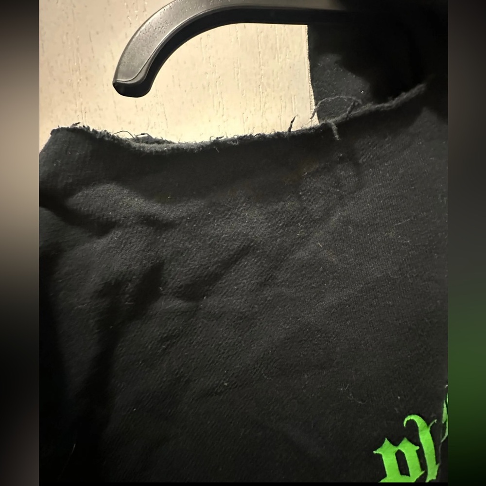 Playboy Black Distressed Hoodie with Green Rhinestone Logo - Picture 5 of 5